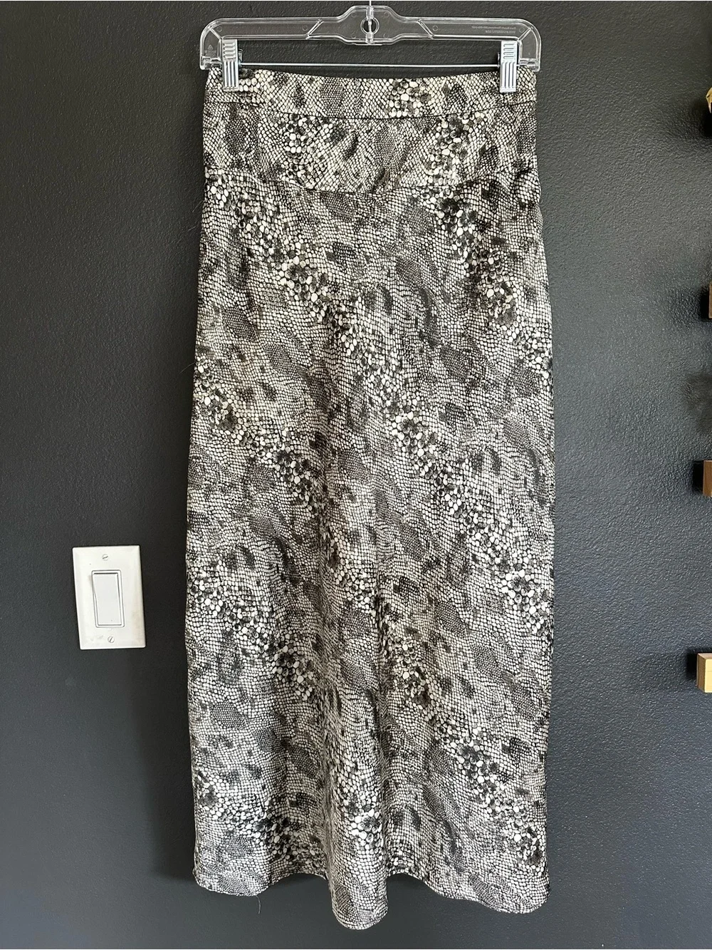 Free People Normani Bias Printed Midi Skirt Gray Snakeskin Size 2